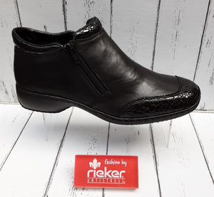 RIEKER - L3862-45 - 2 ZIP ANKLE BOOT - Black Combination