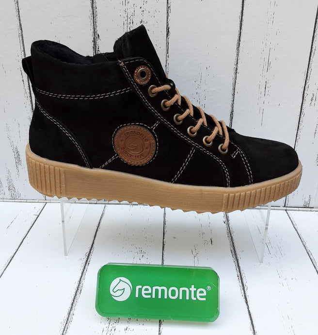 REMONTE - R7992-02 - LACE UP CASUAL BOOT - Black