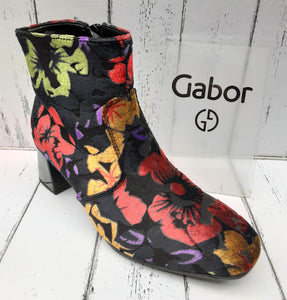 GABOR - 95.860.57 - ANKLE BOOT - Textile - Black Floral Multi