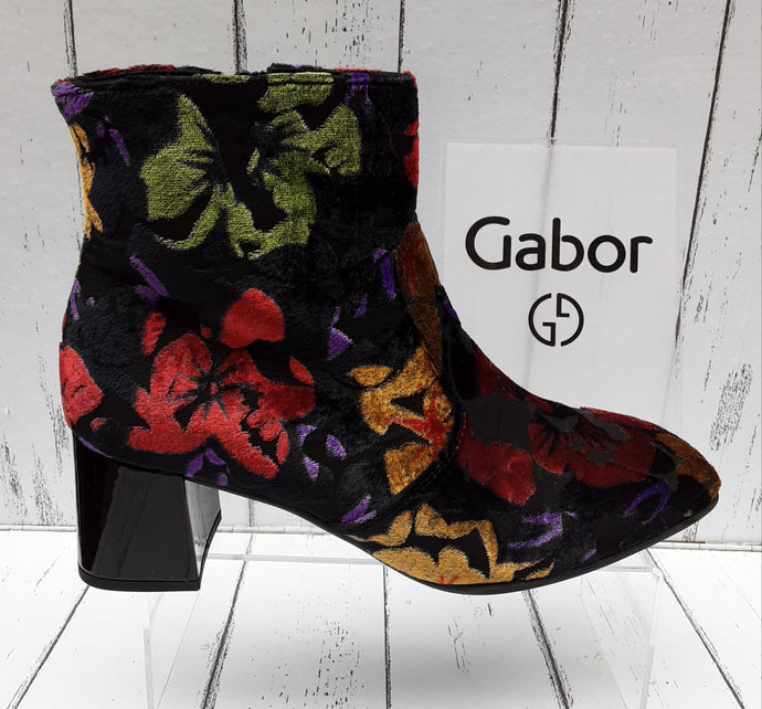 GABOR - 95.860.57 - ANKLE BOOT - Textile - Black Floral Multi