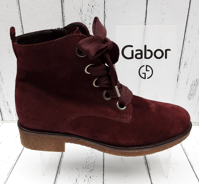 GABOR - 32.705.48 - LACE UP ANKLE BOOT - Suede Leather - Merlot