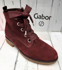 GABOR - 32.705.48 - LACE UP ANKLE BOOT - Suede Leather - Merlot