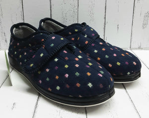 PADDERS - 447/4076 - CAMILLA SLIPPER (Wide Fitting - 2E) - Navy Woven Spot