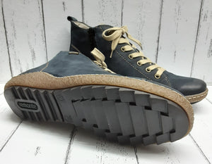 REMONTE - R4789-14 - Nubuck Leather - ZIP/LACE ANKLE BOOT - Blue