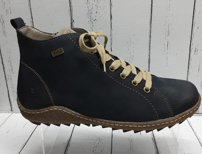 REMONTE - R4789-14 - Nubuck Leather - ZIP/LACE ANKLE BOOT - Blue