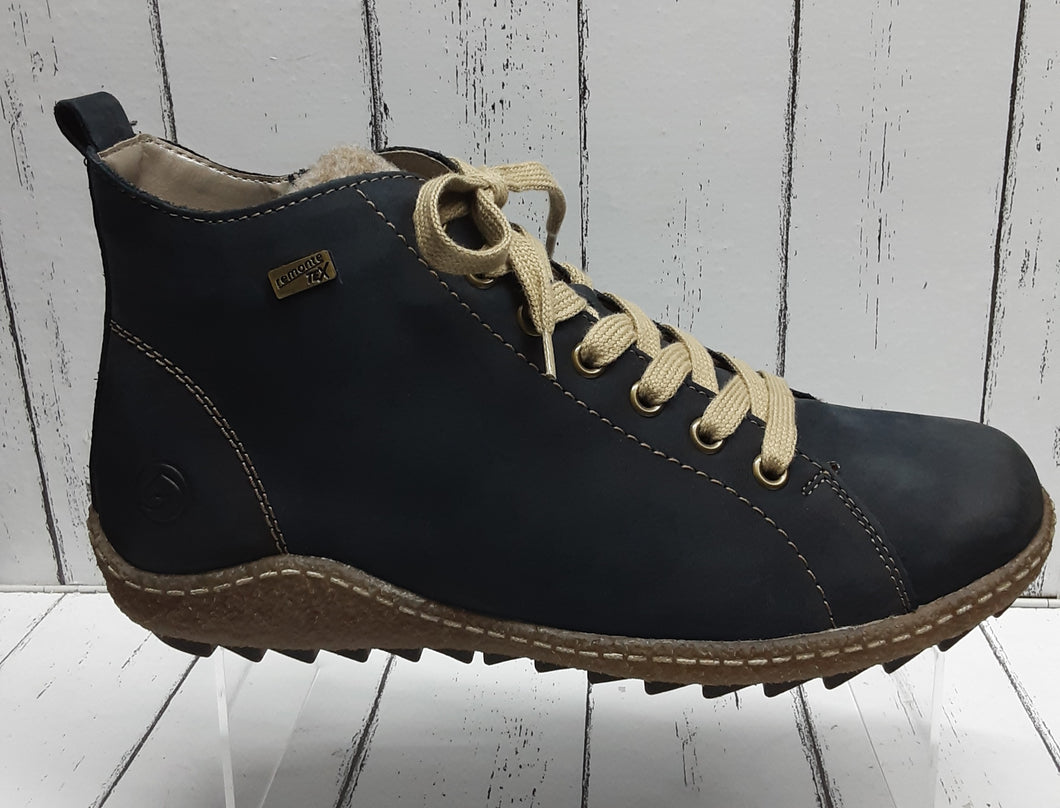 REMONTE - R4789-14 - Nubuck Leather - ZIP/LACE ANKLE BOOT - Blue