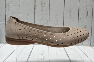 RIEKER - L8355-40 - BALLET PUMP - Nubuck Leather - Cloud