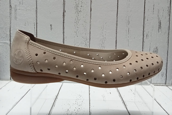 RIEKER - L8355-40 - BALLET PUMP - Nubuck Leather - Cloud