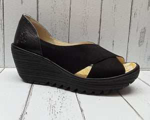 FLY London - YOMA307FLY - P501307000 - WEDGE PEEP TOE SHOE - Black