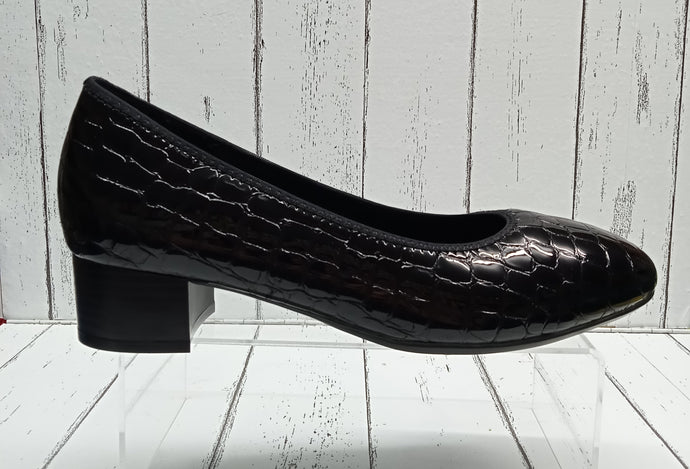 RIEKER - 49260-02 - COURT SHOE - Black Crocodile