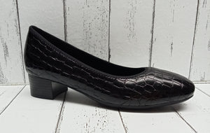 RIEKER - 49260-02 - COURT SHOE - Black Crocodile