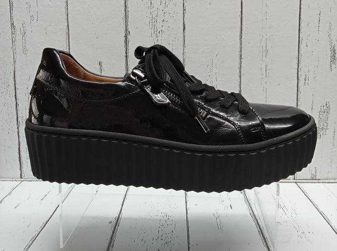 GABOR (Dolly) - 93.200.97 - LACE UP/ZIP SNEAKER STYLE SHOE - Black Patent