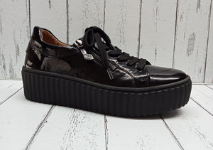 GABOR (Dolly) - 93.200.97 - LACE UP/ZIP SNEAKER STYLE SHOE - Black Patent