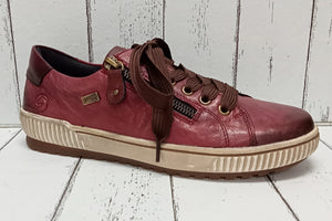 REMONTE - D0700-35 - Leather - ZIP/LACE WATERPROOF SHOE - Burgundy