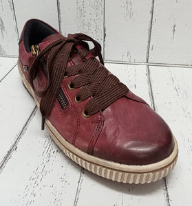 REMONTE - D0700-35 - Leather - ZIP/LACE WATERPROOF SHOE - Burgundy