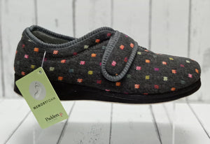 PADDERS - 447/1576 - CAMILLA SLIPPER (Wide Fitting - 2E) - Charcoal Woven Spot