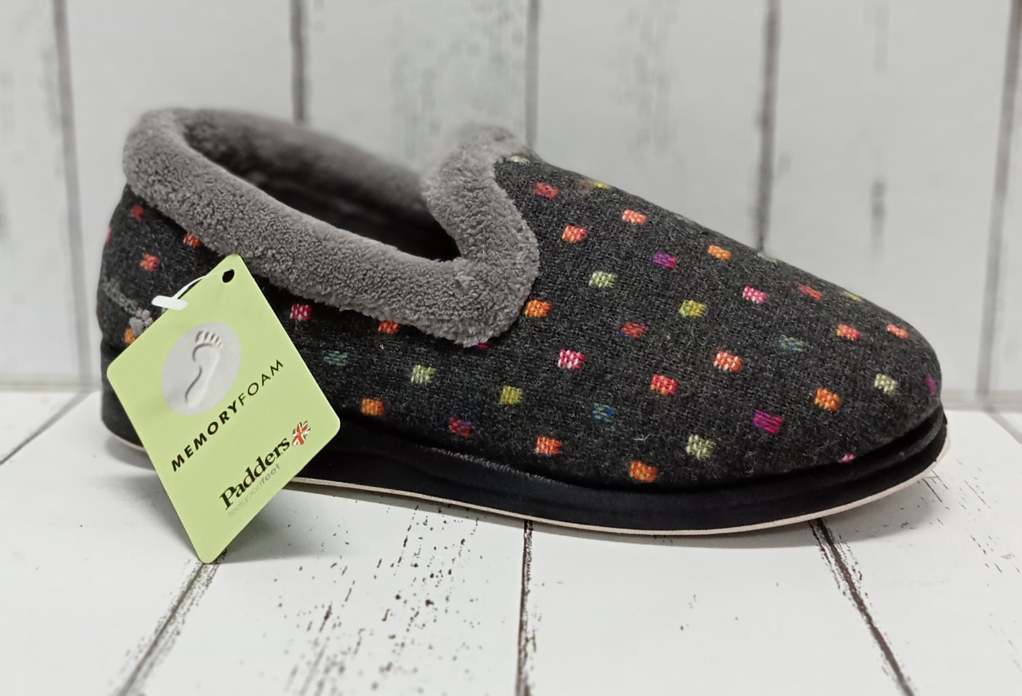 PADDERS 406/1576 REPOSE SLIPPER (Wide Fitting 2E) Charcoal