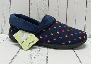 PADDERS - 460/4076 - MELLOW SLIPPER (Wide Fitting - 2E) - Navy Woven Spot