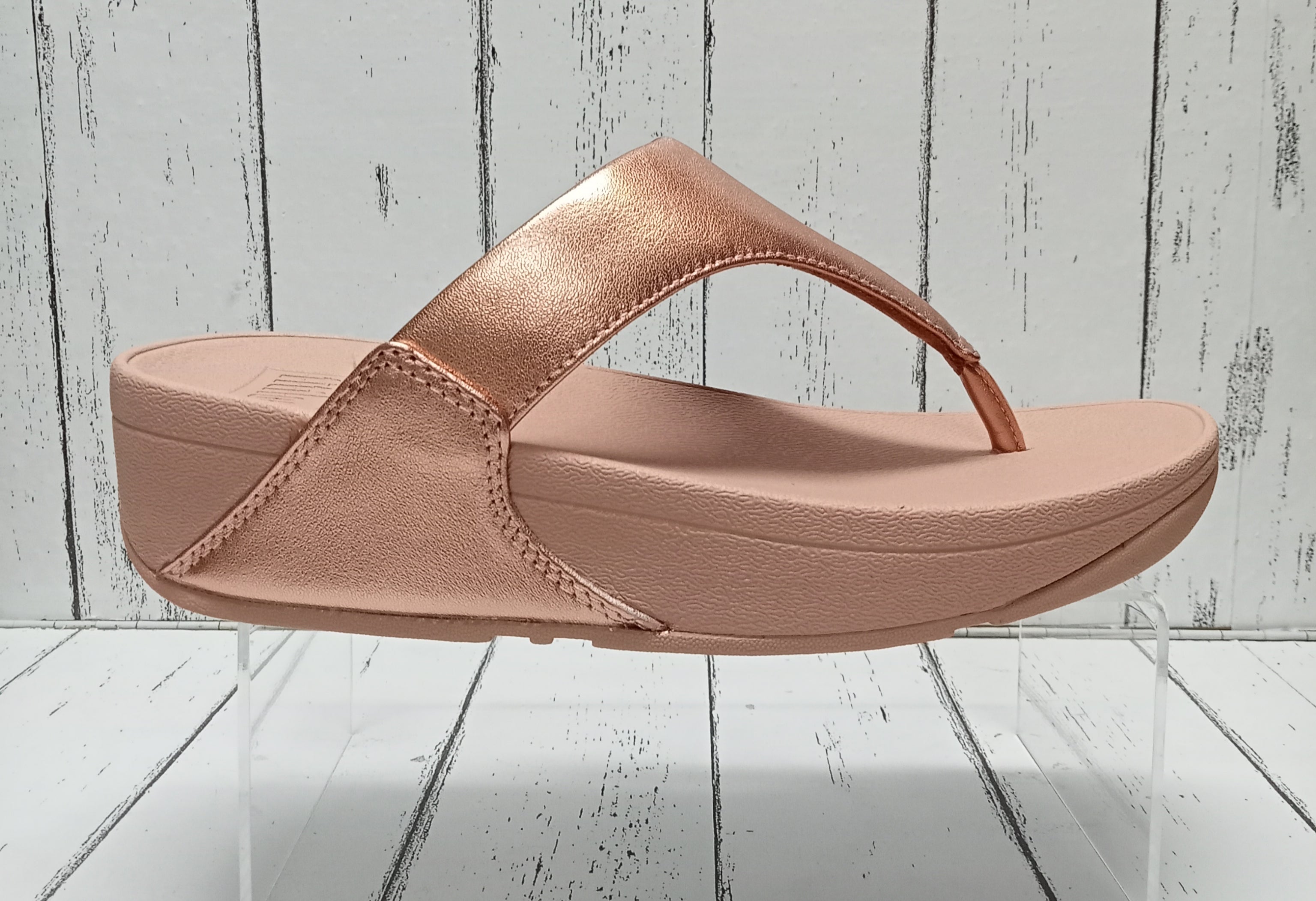 FitFlop LULU 188 323 WEDGE TOE POST MULE Rose Gold Sue