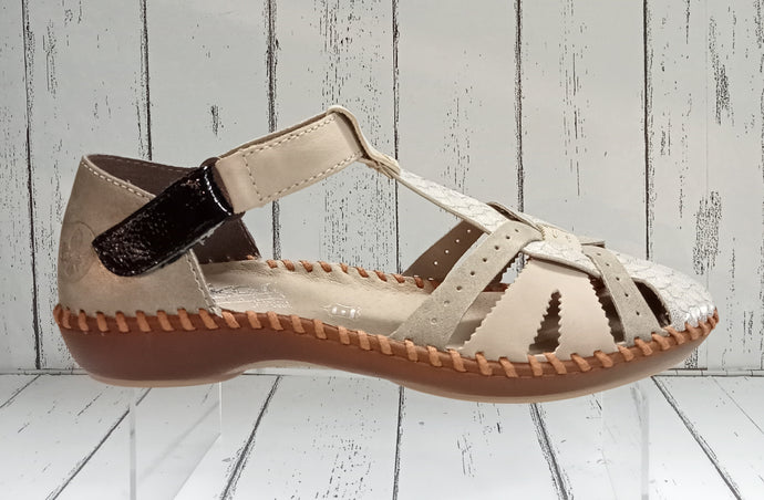 RIEKER - M1650-60 - STRAP SHOE/SANDAL - Beige/Gold Multi