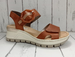 RIEKER - 66474-24 - WEDGE SANDAL - Tan/Beige