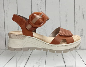 RIEKER - 66474-24 - WEDGE SANDAL - Tan/Beige