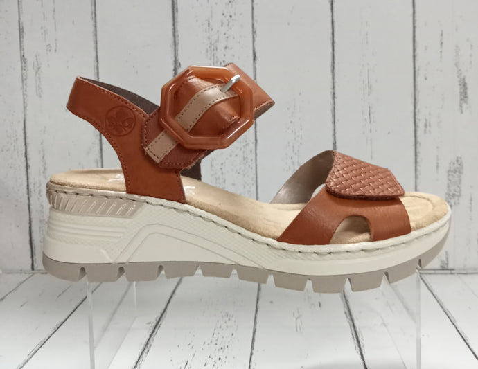 RIEKER - 66474-24 - WEDGE SANDAL - Tan/Beige
