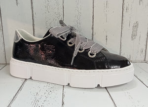RIEKER - N59A2-00 -  LACE UP TRAINER - Black Patent