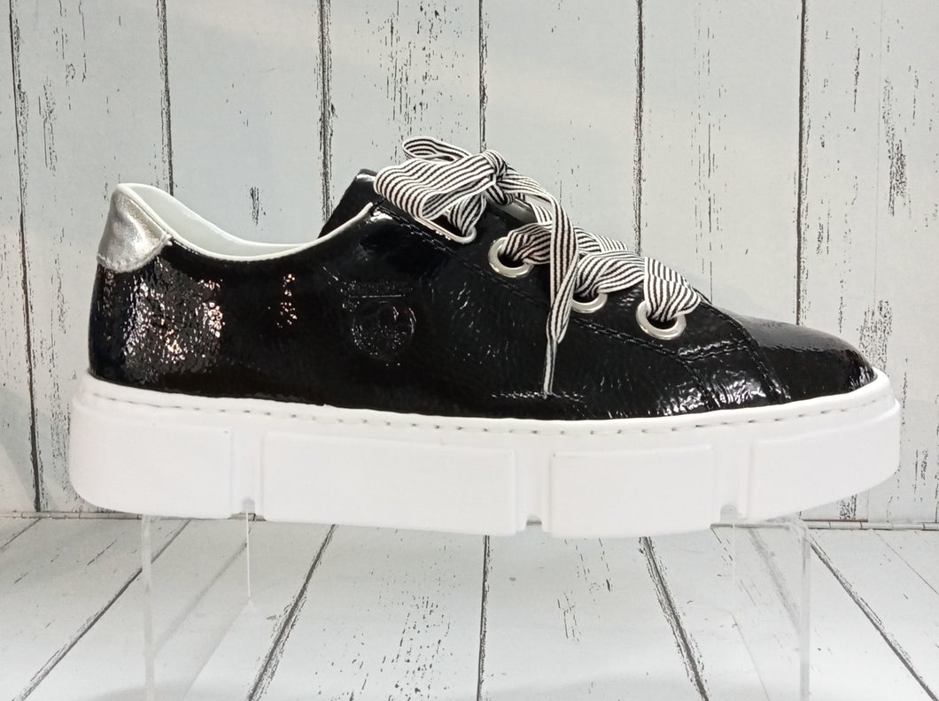 RIEKER - N59A2-00 -  LACE UP TRAINER - Black Patent